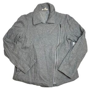 Eileen Fisher Petites Asymmetrical Zip Sweater Jacket Grey Chevron Small